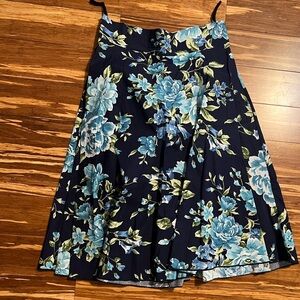 Sara Navy Floral A-Line Skirt
